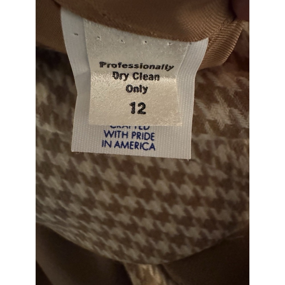 Vintage William Pearson Tan Houndstooth Skirt Suit Jacket 12 Skirt 14 - Picture 8 of 8